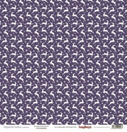 Papier do scrapbookingu dwustronny 30,5 x 30,5 cm ELEGANTLY FESTIVE ScrapBerry`s